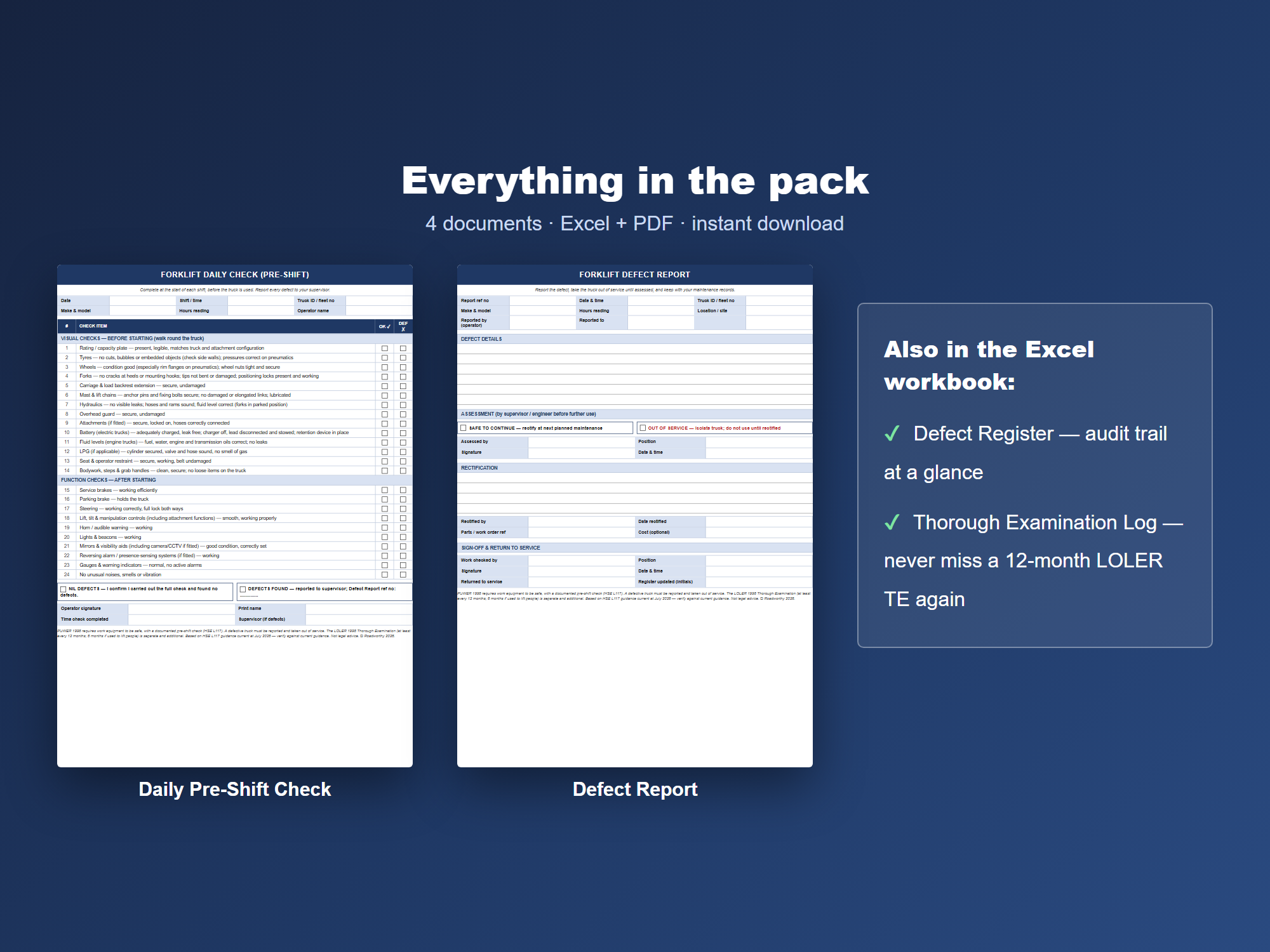 What's included in the forklift pack