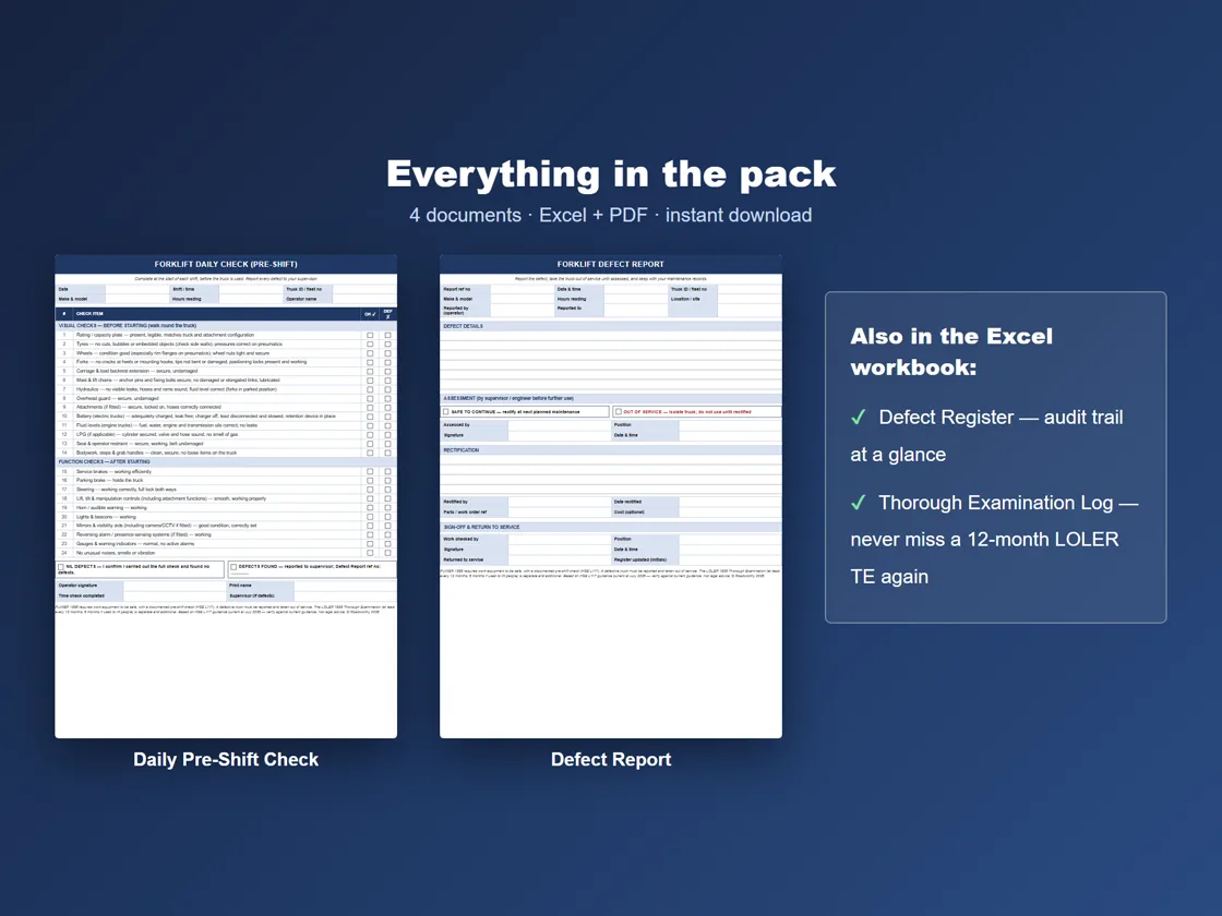 What's included in the forklift pack